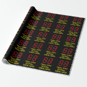 53e verjaardag: Rood digitaal klokstijl "53" + Naa Cadeaupapier (Uitgerold)