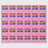 53e verjaardag: roze strips & harten, regenboognr. cadeaupapier (Vlak)