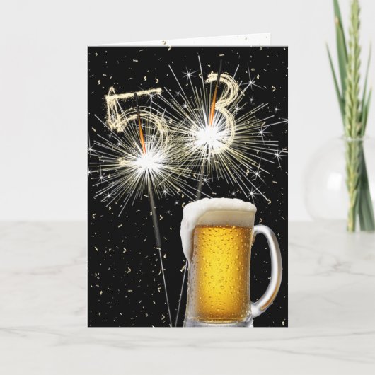 53e Verjaardag Sparklers Met Bier Mok Kaart (Voorkant)