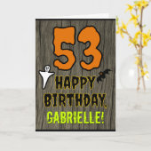 53e verjaardag: Spooky Halloween Thema, aangepaste Kaart (Gele Bloem)