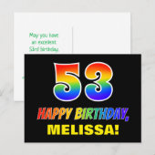 53e verjaardag: Vet, Vun, Eenvoudig, Regenboog 53 Briefkaart (Voorkant / Achterkant)