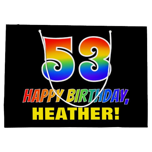 53e verjaardag: Vet, Vun, Eenvoudig, Regenboog 53 Groot Cadeauzakje (Achterkant)