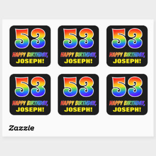 53e verjaardag: Vet, vun, eenvoudig, regenboog 53 Vierkante Sticker