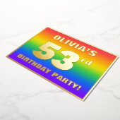 53e verjaardag: vun, kleurrijk regenboogpatroon folie uitnodiging (Gedraaid)