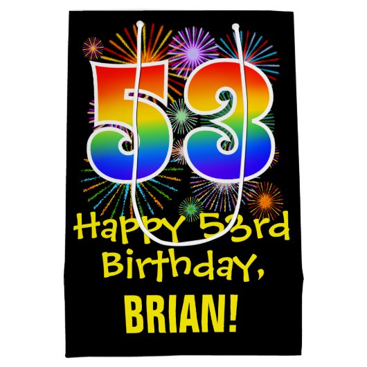 53e verjaardag: Vuurwapenpatroon van de vlinder +  Medium Cadeauzakje (Achterkant)