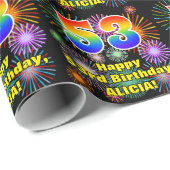 53e verjaardag: vuurwerk, regenboogblik # "53" cadeaupapier (Rol Hoek)