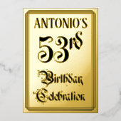 53e verjaardagsfeest — Elegant script + aangepaste Folie Uitnodiging (Voorkant)