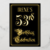 53e verjaardagsfeest — Fancy script en aangepaste  Folie Uitnodiging (Voorkant)