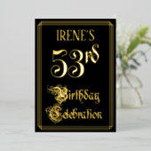 53e verjaardagsfeest — Fancy script en aangepaste  Folie Uitnodiging (Staand Voorkant)