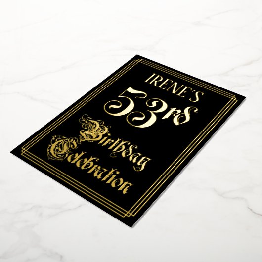 53e verjaardagsfeest — Fancy script en aangepaste  Folie Uitnodiging (Gedraaid)