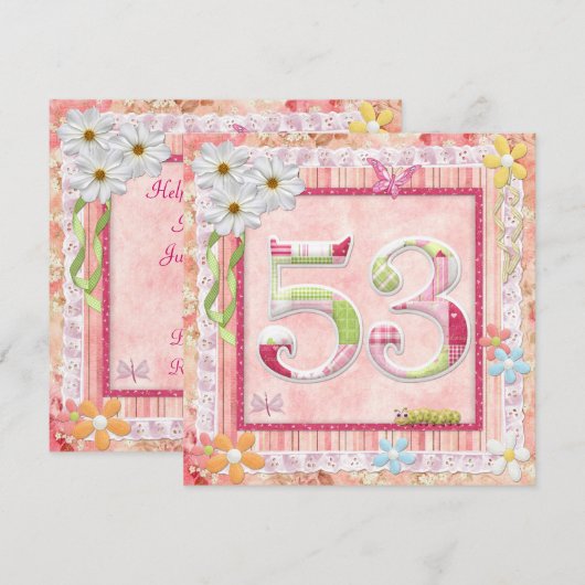 53e verjaardagsfeeststijl kaart (Voorkant / Achterkant)