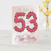 53e verjaardagskaart met rozen en bladeren kaart (Gele Bloem)