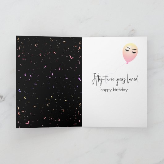 53e vogelballonnen en Confetti Kaart (Binnen)