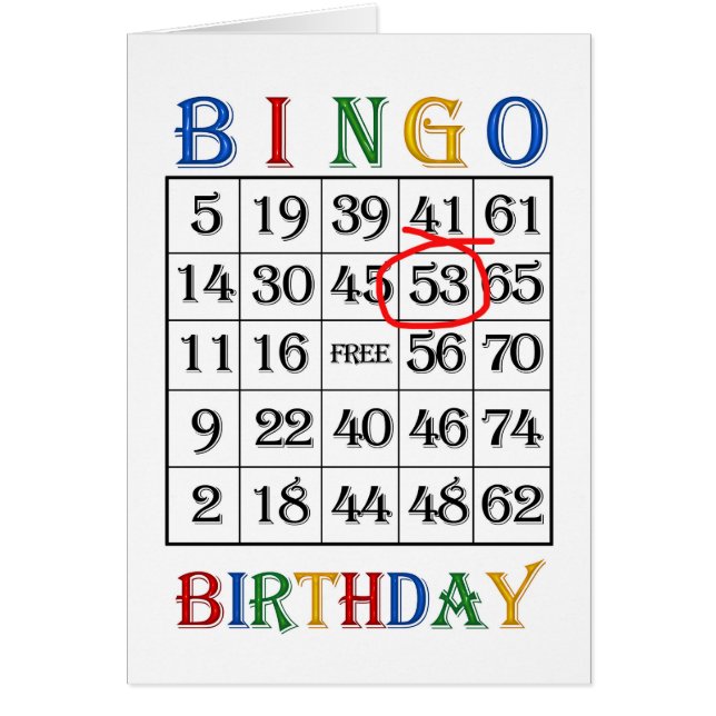 53rd Birthday Bingo-kaart (Voorkant)