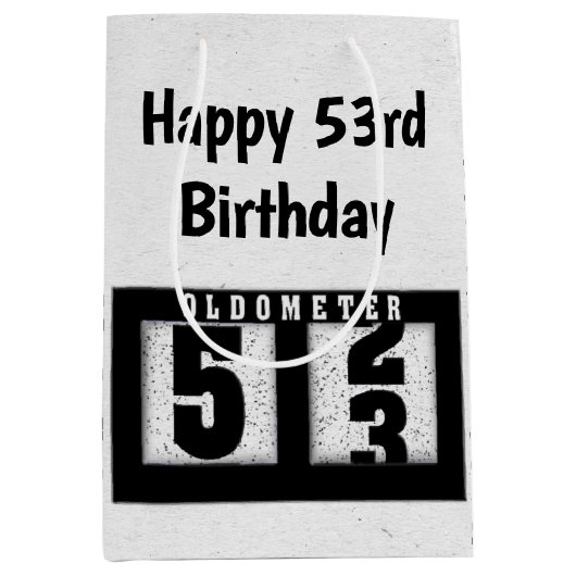 53rd Birthday Black Odometer Medium Cadeauzakje (Voorkant)