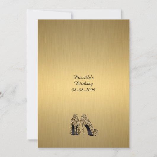 53rd, Birthday Party 53rd, Cheetah, Black & Gold Kaart (Achterkant)