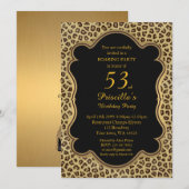 53rd, Birthday Party 53rd, Cheetah, Black & Gold Kaart (Voorkant / Achterkant)