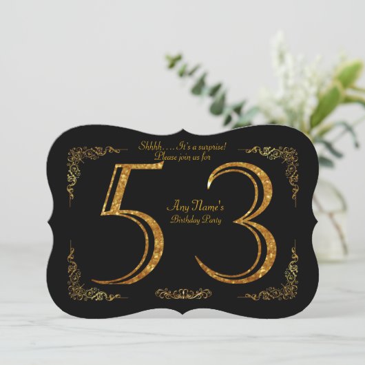 53rd, Birthday party 53rd, geweldige Gatsby, zwart Kaart (Staand voorkant)