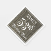 53rd Birthday Party — Fancy script, Faux Wood Kijk Servet (Hoek)