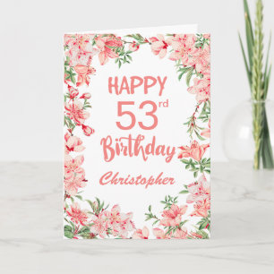 53rd Birthday Pink Peach Peonies Waterverf Floral Kaart