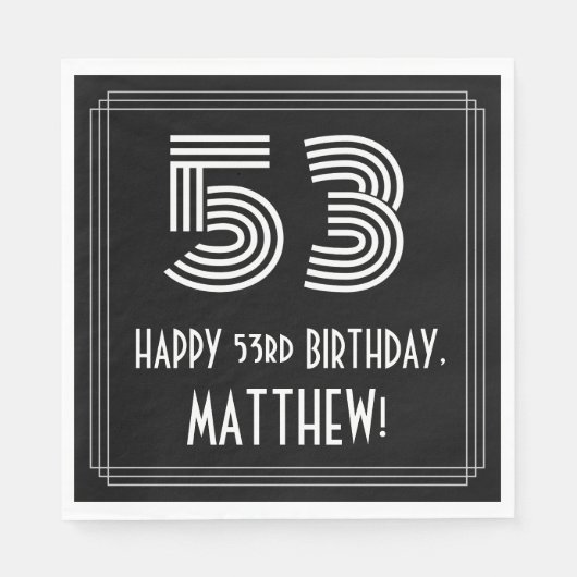 53ste verjaardag: Art Deco geïnspireerd look "53" Servet (Voorkant)