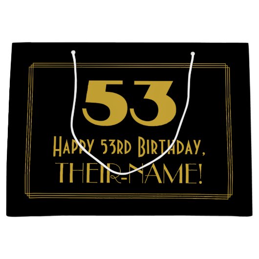 53ste verjaardag — Art Deco geïnspireerde look "53 Groot Cadeauzakje (Voorkant)