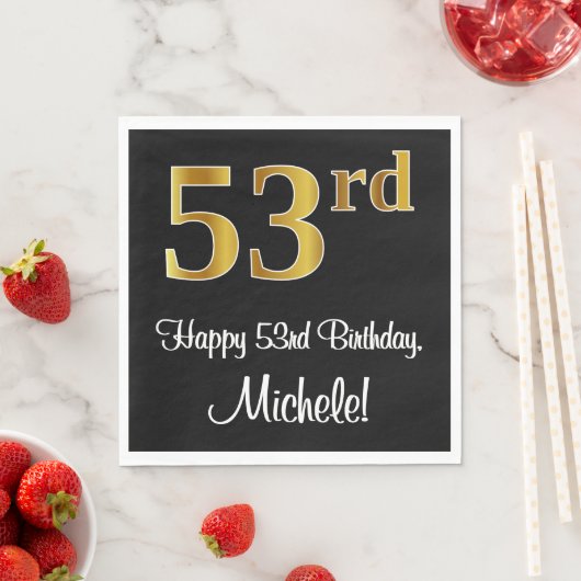 53ste verjaardag ~ Elegante luxe Faux Gold look # Servet (Insitu)