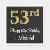 53ste verjaardag ~ Elegante luxe Faux Gold look # Servet (Voorkant)