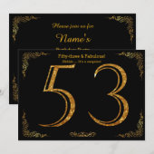 53ste Verjaardagsfeest, Gatsby stijl, zwart goud g Kaart (Voorkant / Achterkant)