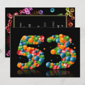 53ste verjaardagsfeest, met bubbels en ballen kaart (Voorkant / Achterkant)