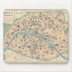 5406-plattegrond van Parijs en zijn monumenten Muismat