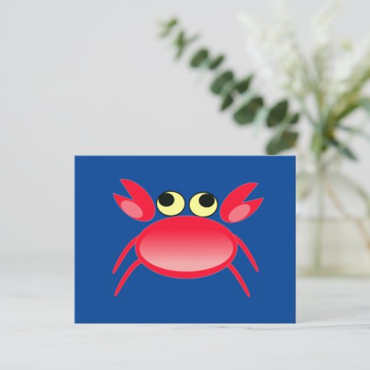5486-rood-krab-vector RED CRAB CARTOON VECTOR CUTE Briefkaart (Staand voorkant)