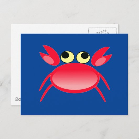 5486-rood-krab-vector RED CRAB CARTOON VECTOR CUTE Briefkaart (Voorkant / Achterkant)