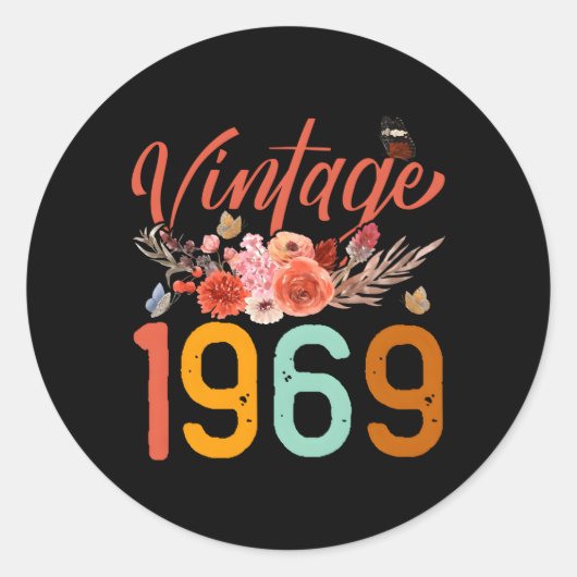 54 1969 Wildflower 54e Ronde Sticker (Voorkant)