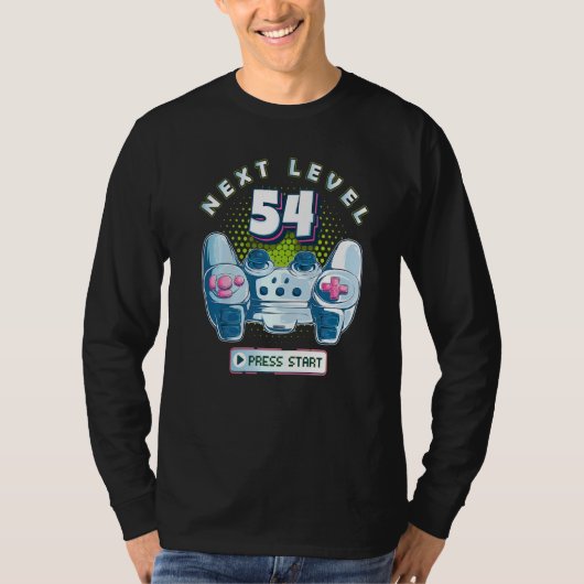 54 Birthday Gamer Next Level 54-gaming controller T-shirt (Voorkant)