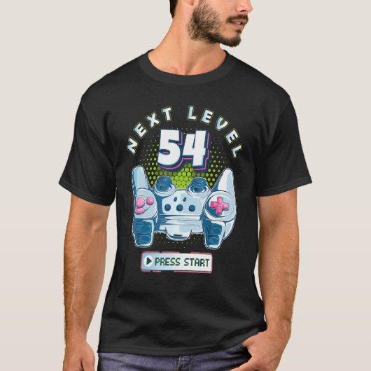 54 Birthday Gamer Next Level 54-gaming controller T-shirt (Voorkant)