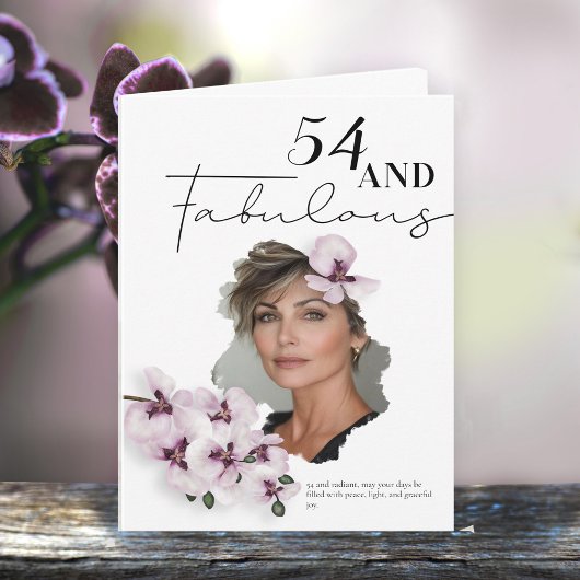 54 & Fabulous Orchid Photo Birthday Greeting Card Kaart