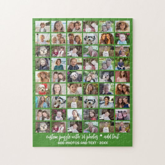 54 Foto Collage Raster - Aangepaste Tekst - Groen Legpuzzel (Verticaal)