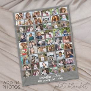 54 Foto Collage Raster - Aangepaste Tekst - Wit Fleece Deken
