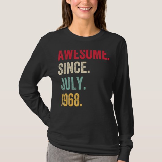 54 jaar Geweldige sinds juli 1968 54e geboortedag T-shirt (Voorkant)