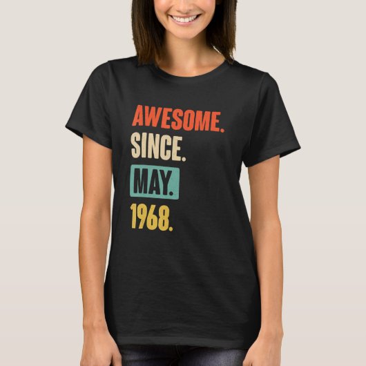 54 jaar Geweldige sinds mei 1968 54e verjaardag T-shirt (Voorkant)