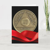 54 jaar Happy Jubileum AA Coin Red Ribbon Kaart (Voorkant)