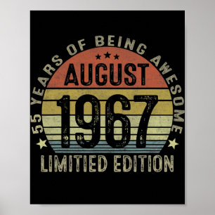 54 jaar Old Gifts August 1968 Limited Edition Poster