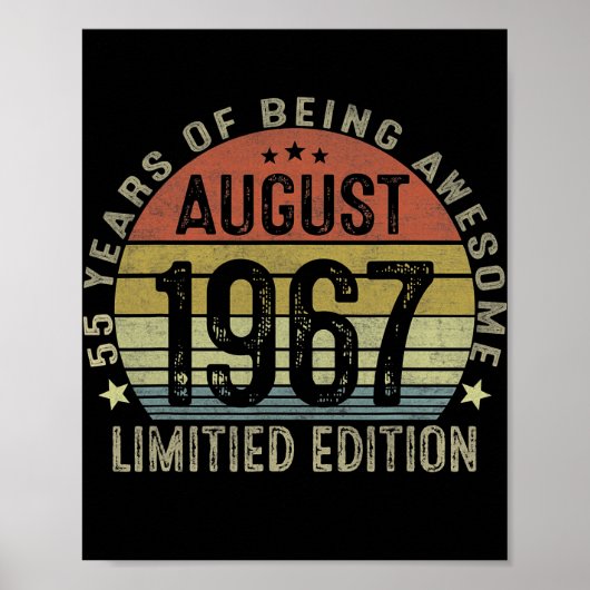 54 jaar Old Gifts August 1968 Limited Edition Poster (Voorkant)