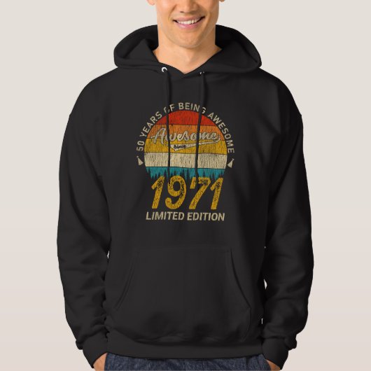 54 jaar oud 1971 Retro Geweldige 54e verjaardagsca Hoodie (Voorkant)