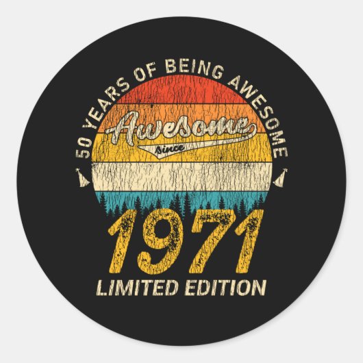 54 jaar oud 1971 Retro Geweldige 54e verjaardagsca Ronde Sticker (Voorkant)