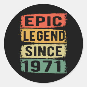 54 jaar oud Bday 1971 Epic Legend 54e verjaardag Ronde Sticker