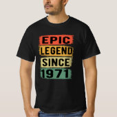 54 jaar oud Bday 1971 Epic Legend 54e verjaardag T-shirt (Voorkant)