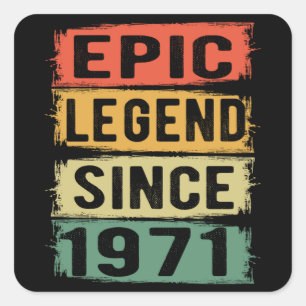 54 jaar oud Bday 1971 Epic Legend 54e verjaardag Vierkante Sticker
