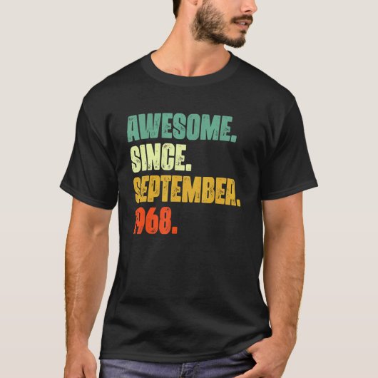 54 Jaar Oud Geweldig Sinds September 1968 54ste T-shirt (Voorkant)